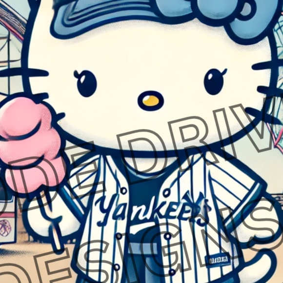 HELLO KITTY YANKEES FASHION MASH 11X17 BY THE ARTIST DENARDAI - Picture 2 of 3